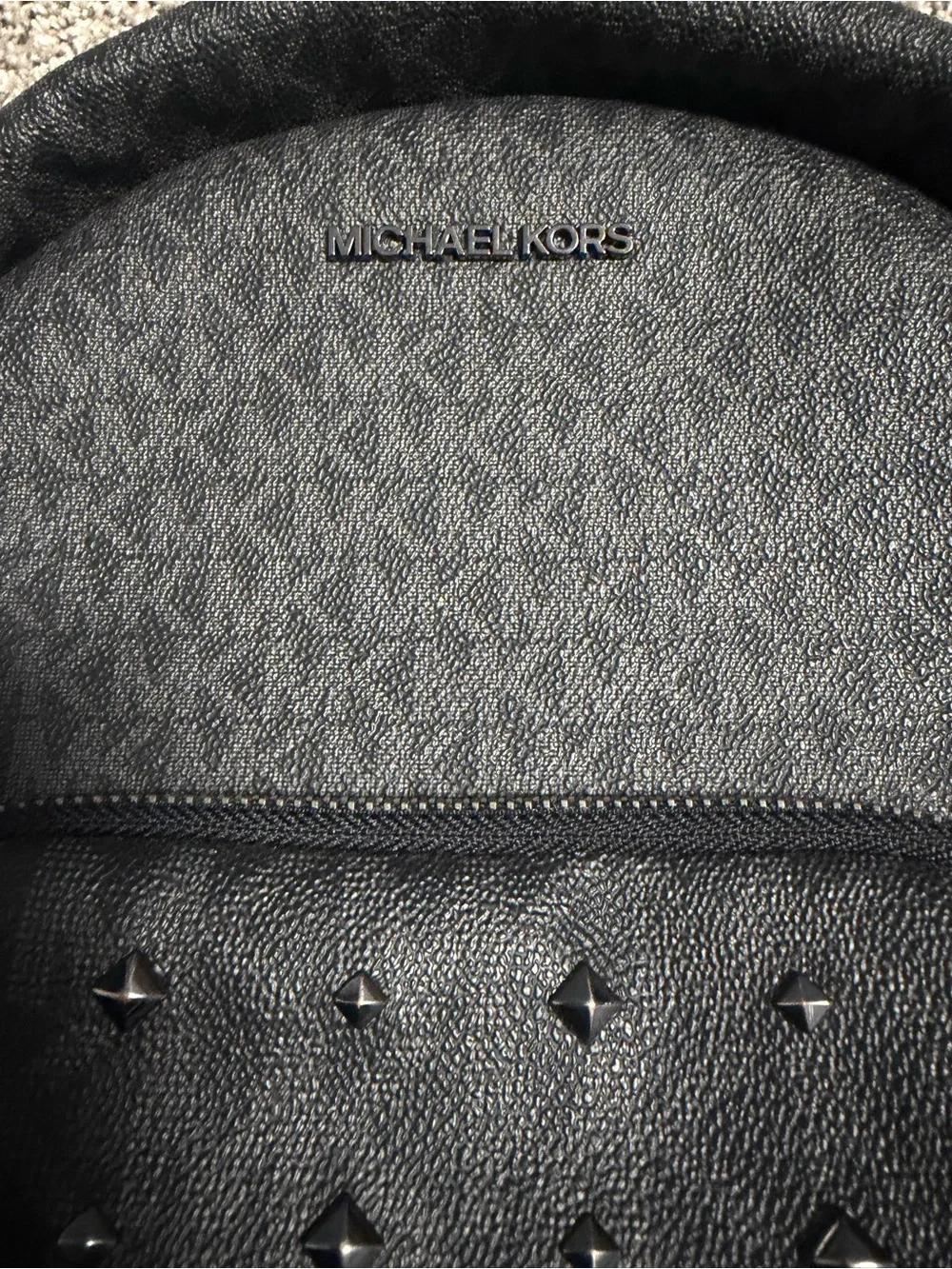 Michael Kors Black Studded Backpack and Zip Wallet Set
